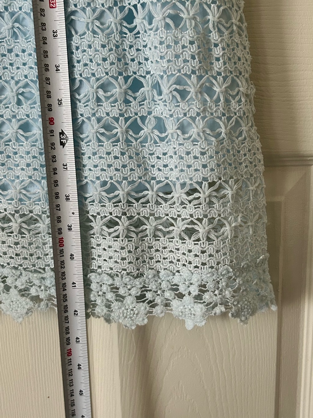 Cato Light Blue Crochet Lace Midi Dress Sleeveless A-Line - Size Large - Picture 10 of 11